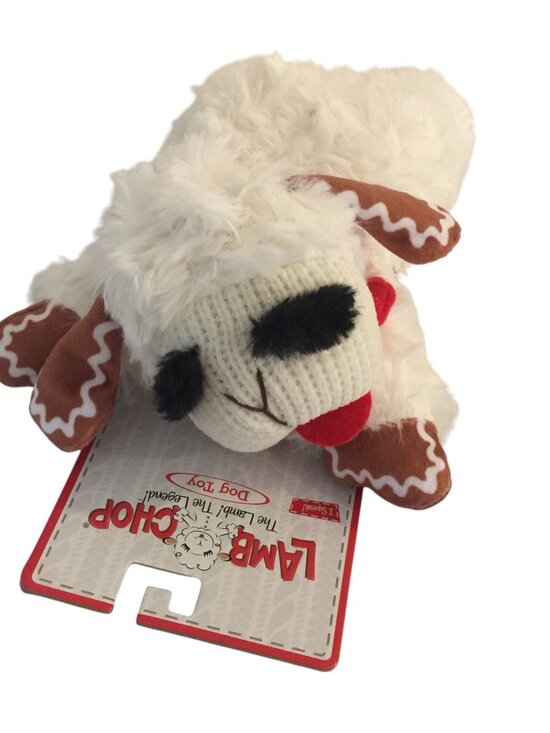 Lamb Chop Holiday Plush Squeak 7" Dog Toy Gingerbread Ears Paws - Picture 1 of 5